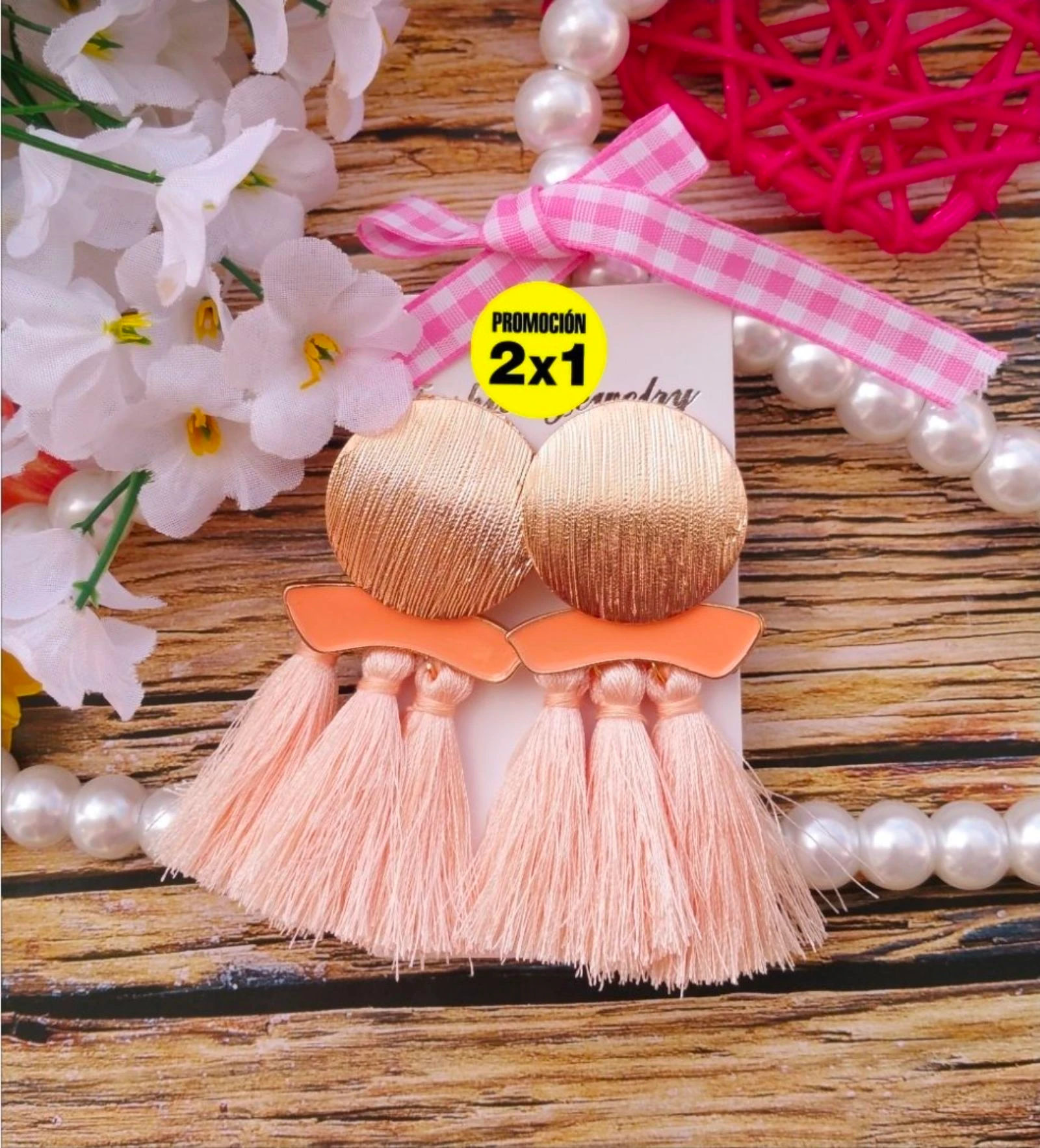 🎀Pendientes rosa salmón 🎀